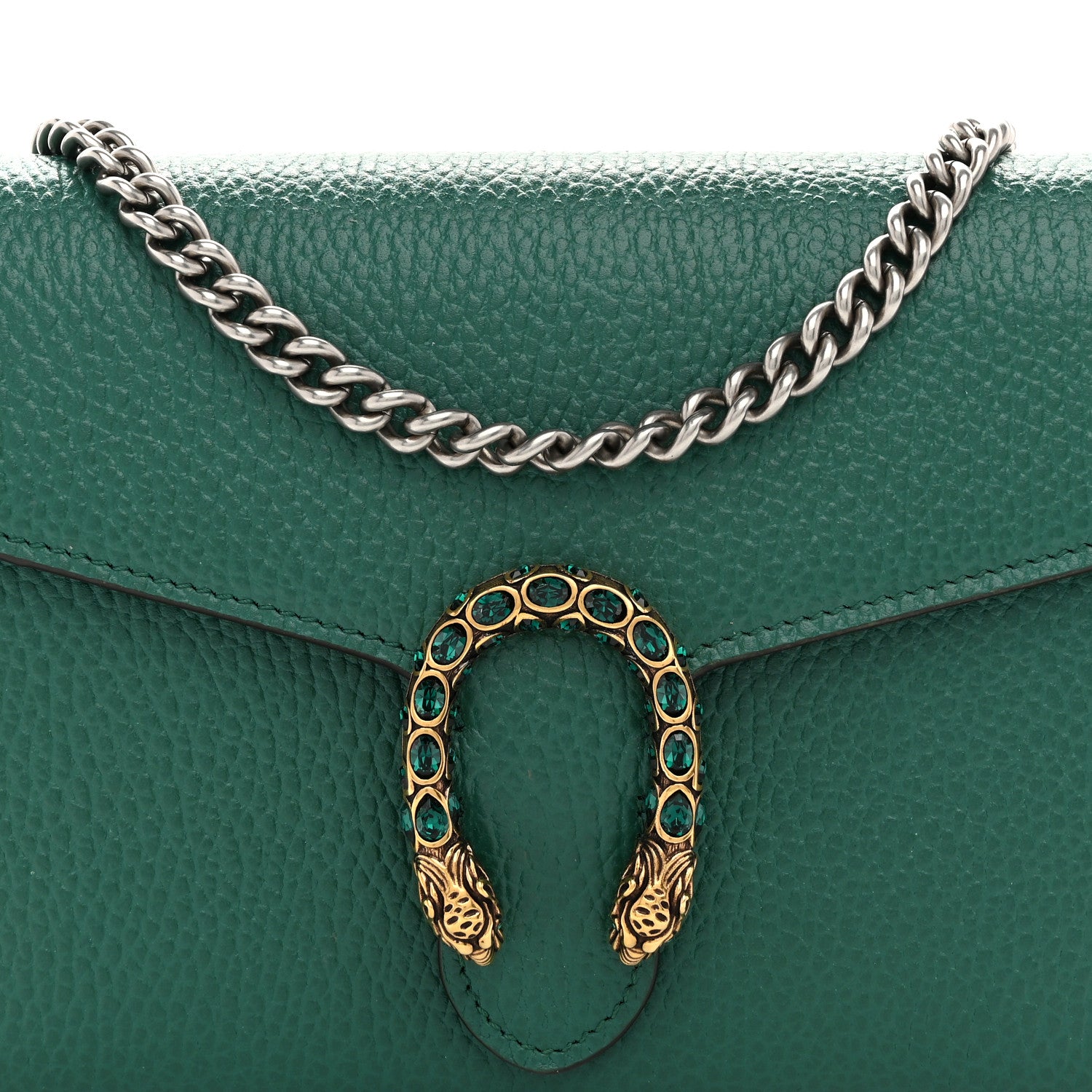 Gucci Calfskin Mini Dionysus Chain Wallet Emerald 9 of 11