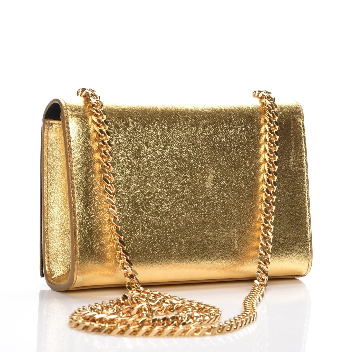 Metallic Calfskin Small Classic Monogram Kate Tassel Satchel Gold