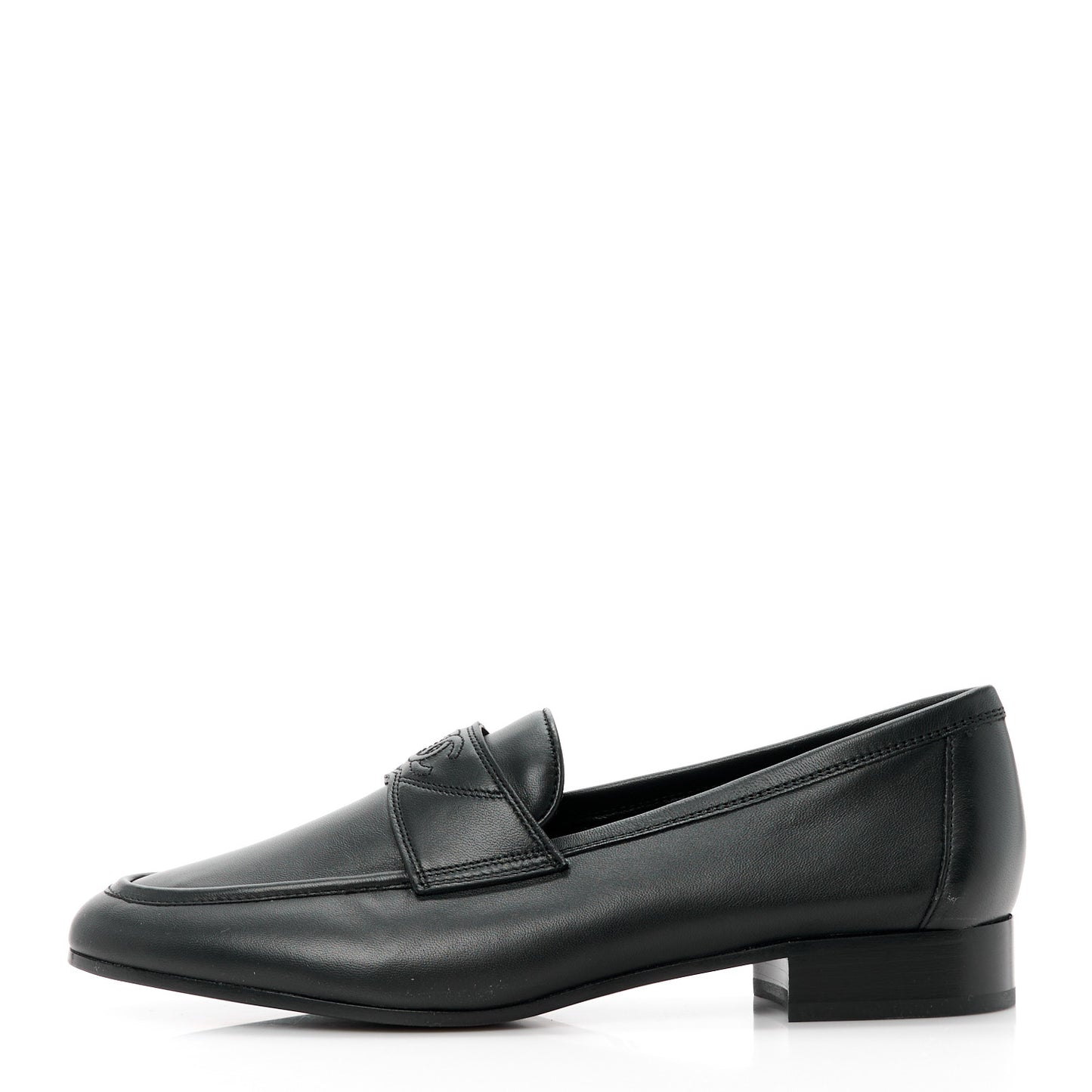 Calfskin Mens Stitched CC Loafers 40 Black
