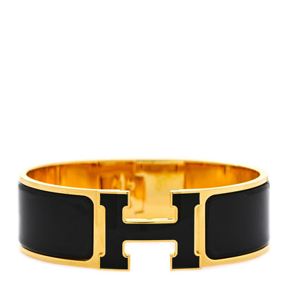 Hermes Enamel Wide Clic Clac H Bracelet GM Black 1 of 6