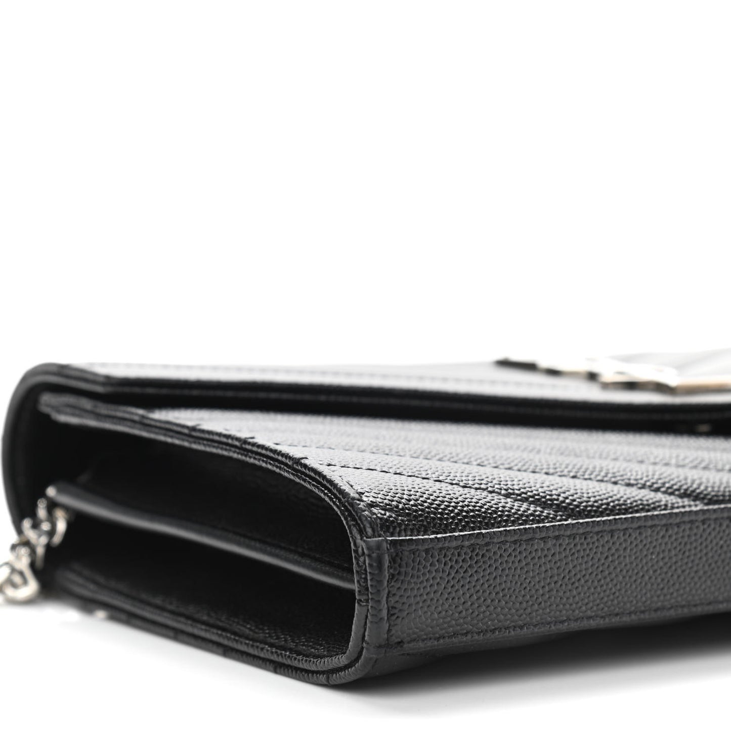 Grain De Poudre Matelasse Chevron Monogram Chain Wallet Black