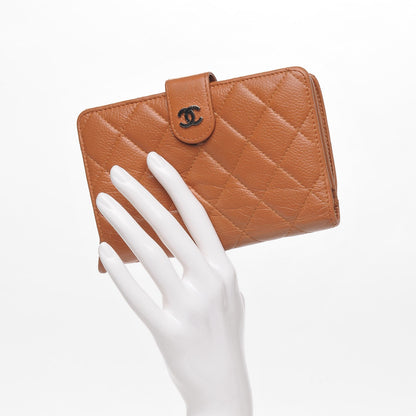 Chanel Caviar Quilted Zipped Pocket Wallet Dark Beige 2 of 9