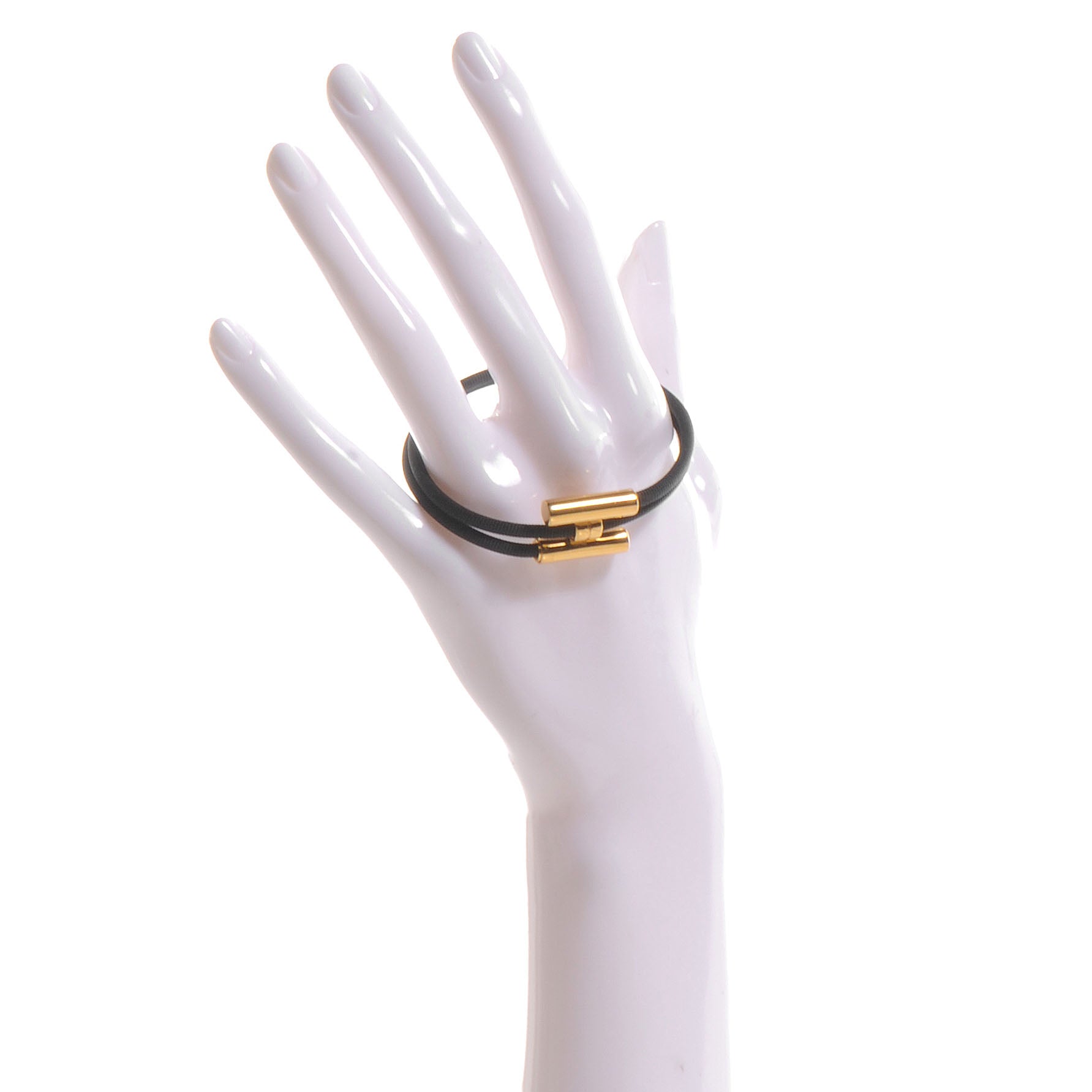 Hermes Double Wrap Cord Tournis Bracelet Black 2 of 6