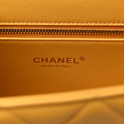 Chanel Caviar Quilted Chain Frame Flap Yellow 6 of 10