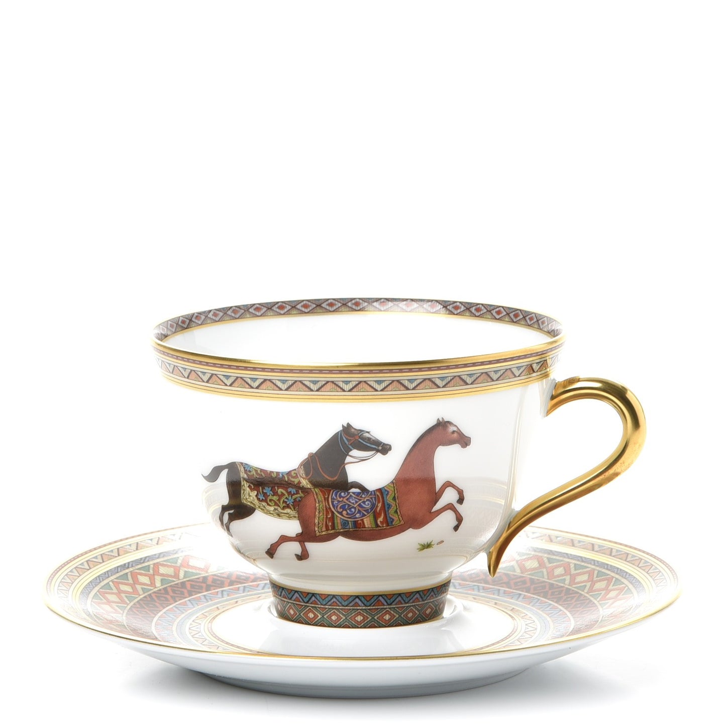 Porcelain Cheval d'Orient Tea Cup and Saucer