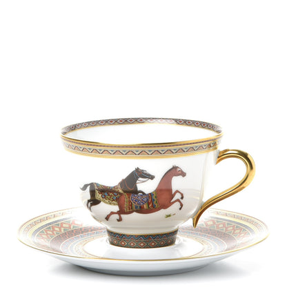 Hermes Porcelain Cheval d'Orient Tea Cup and Saucer 1 of 12