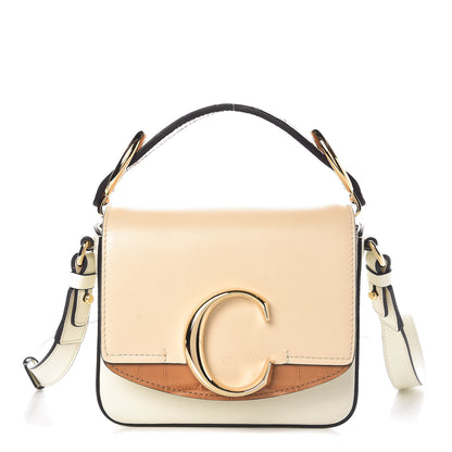 Chloe Calfskin Crocodile Embossed Mini C Bag White Beige 1 of 9