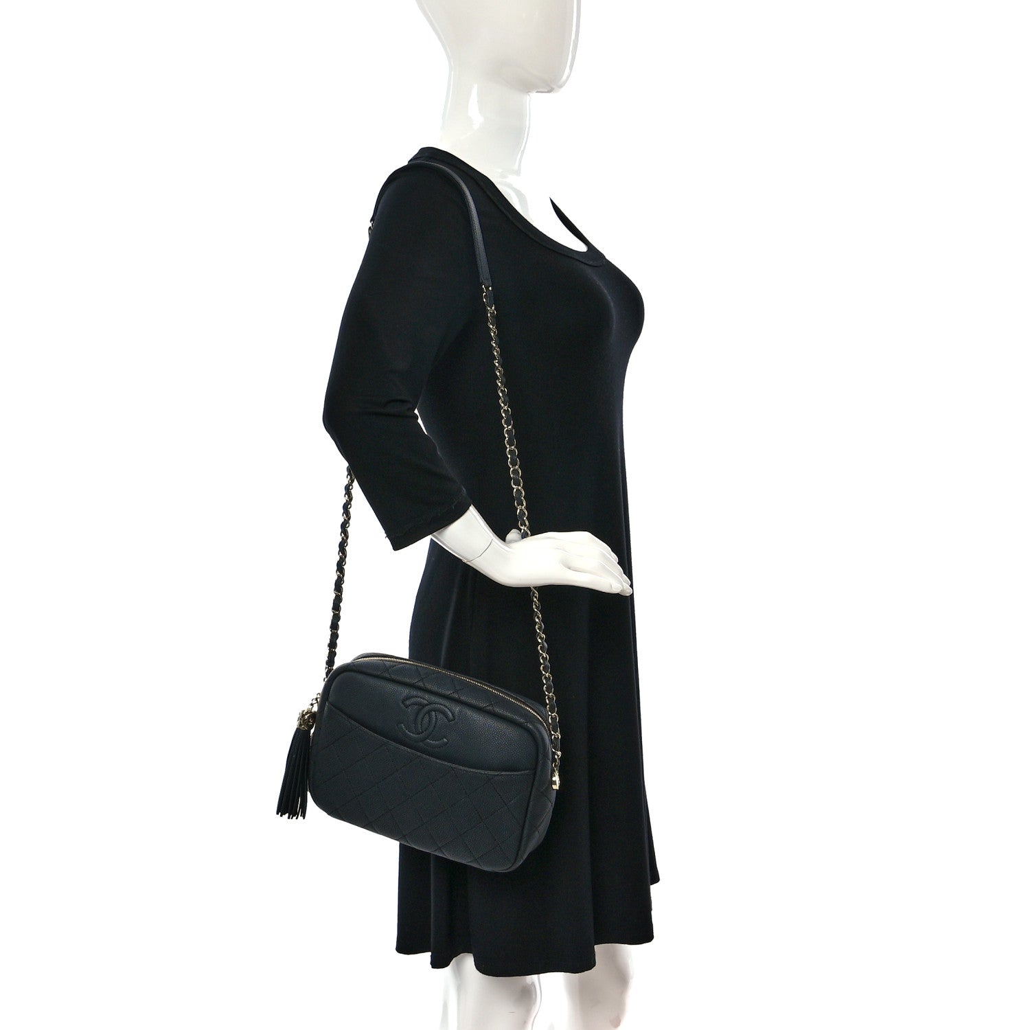 Chanel Iridescent Caviar Quilted Small Coco Tassel Camera Case Black 2 of 10