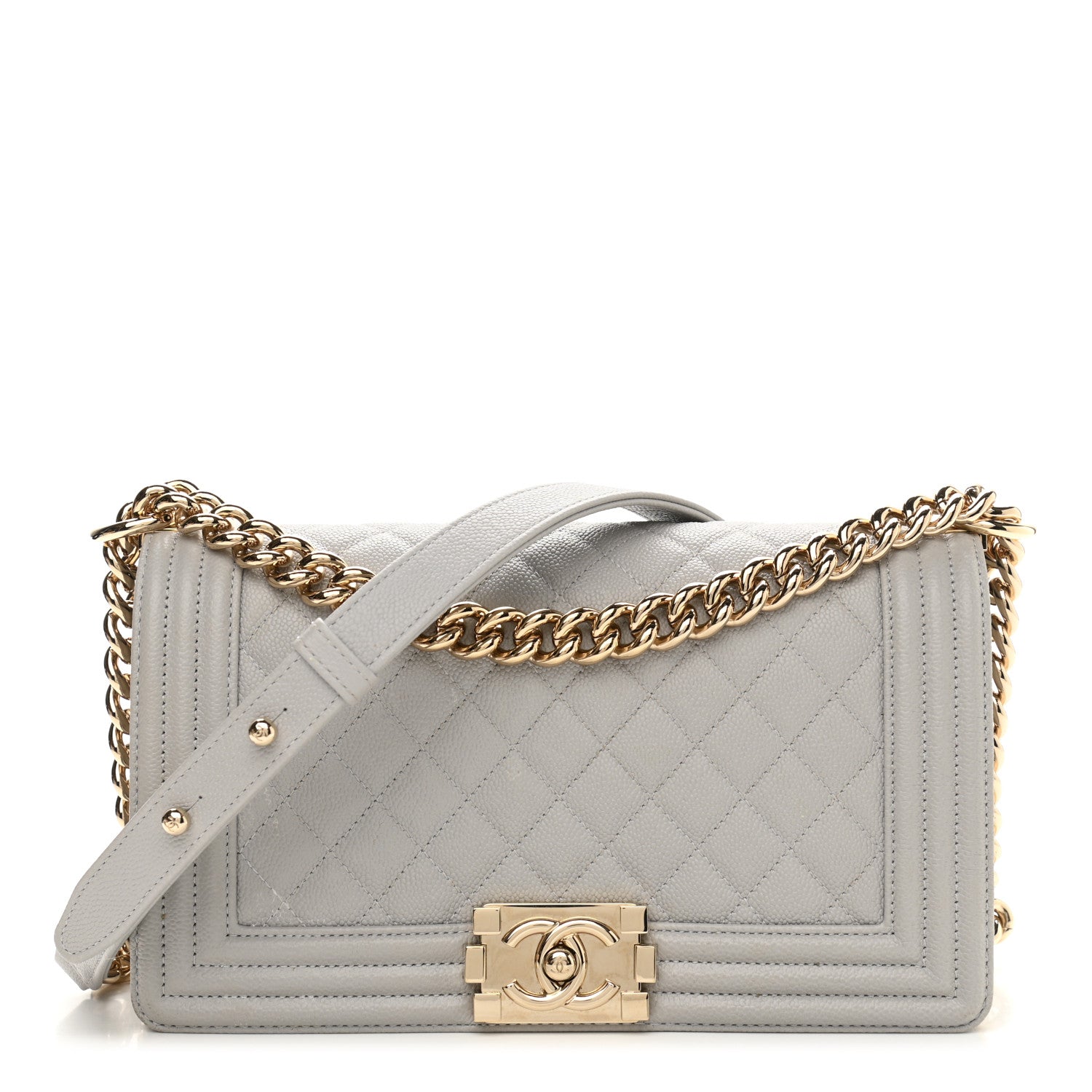 Chanel Caviar Quilted Medium Boy Flap Light Grey 1 of 11