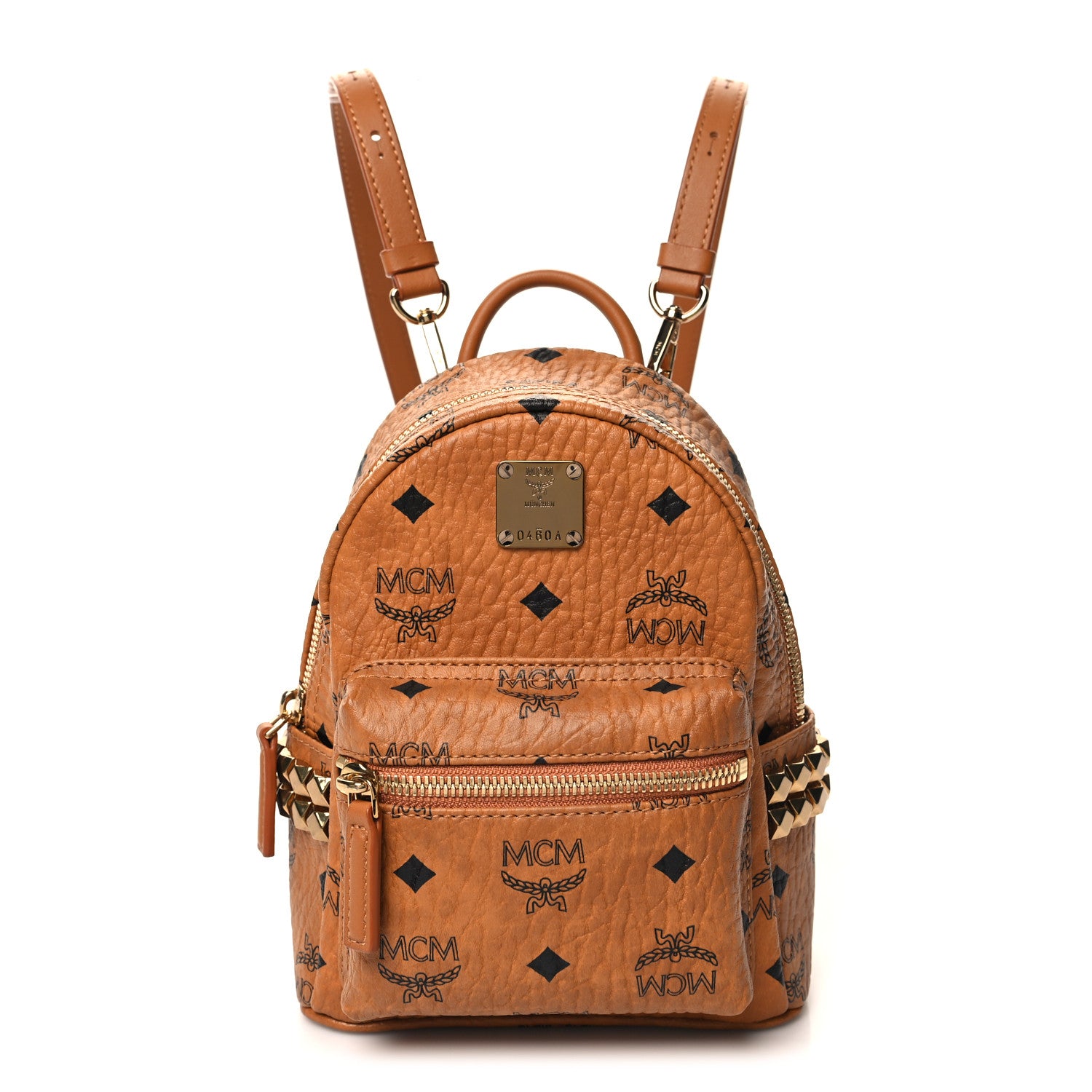 MCM Visetos Side Stud X-Mini Stark Backpack Cognac 1 of 9