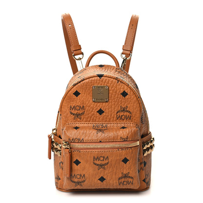 MCM Visetos Side Stud X-Mini Stark Backpack Cognac 1 of 9
