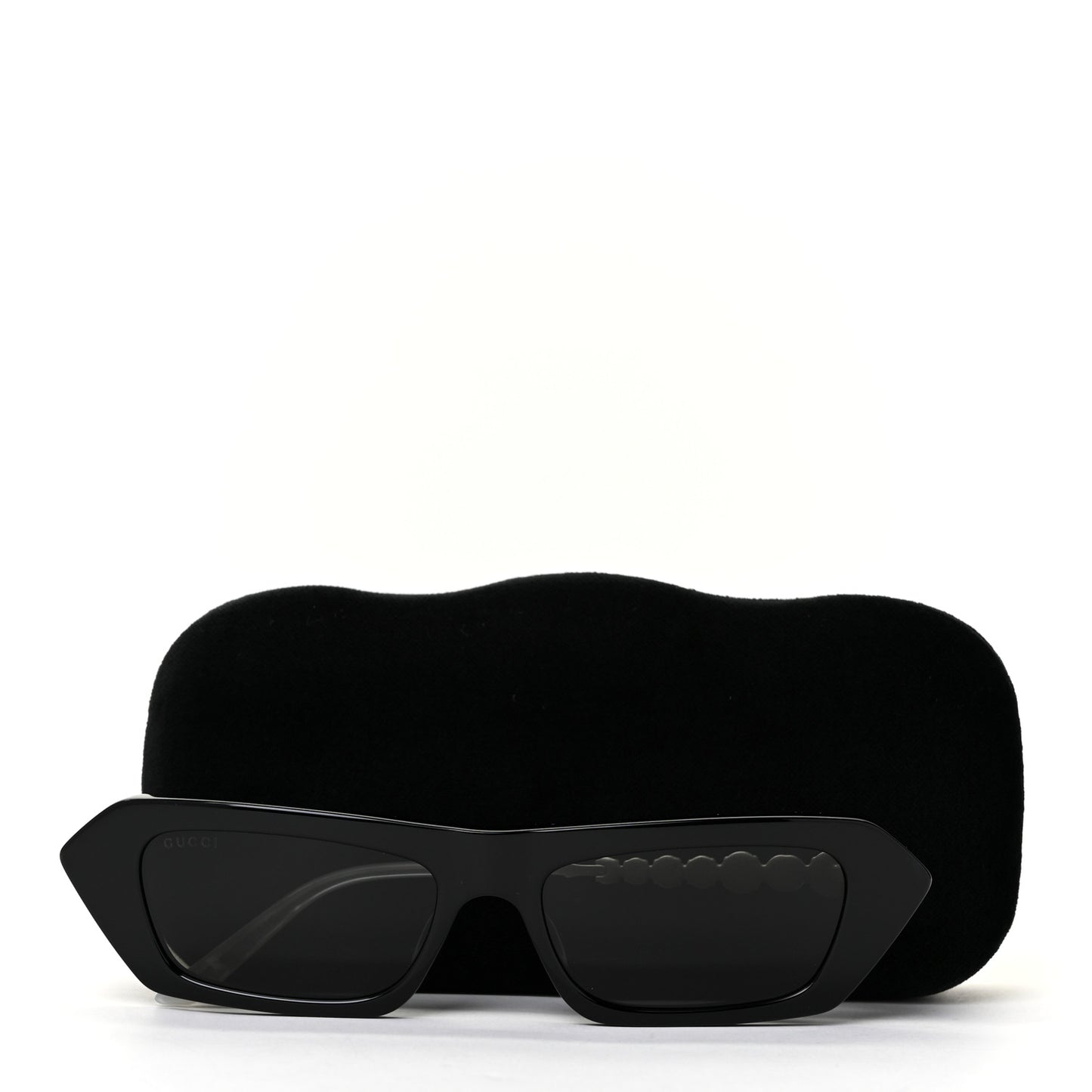 Acetate Crystal Embellished Rectangle Sunglasses GG0642S Black Gold