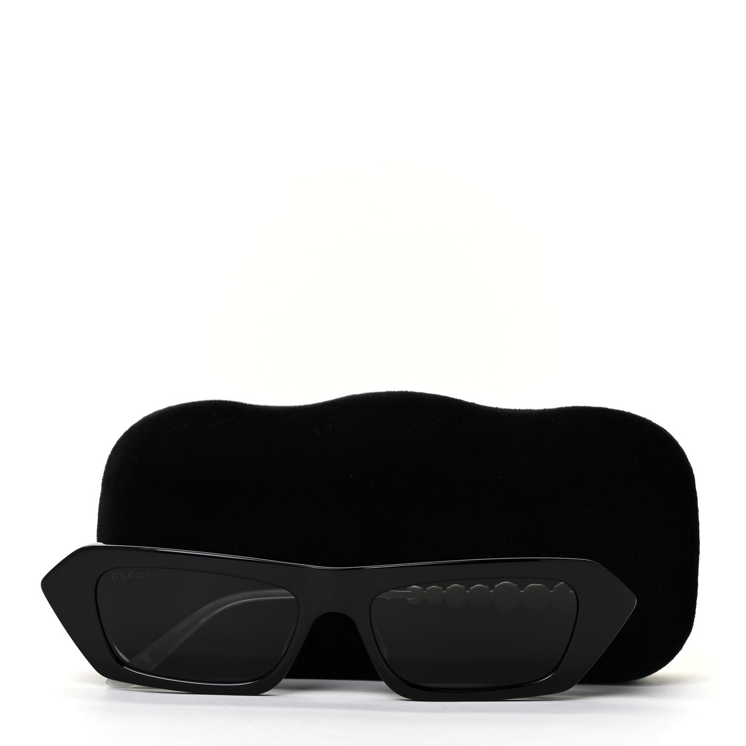 Gucci Acetate Crystal Embellished Rectangle Sunglasses GG0642S Black Gold 8 of 8
