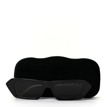 Gucci Acetate Crystal Embellished Rectangle Sunglasses GG0642S Black Gold 8 of 8