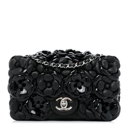 Chanel Lambskin Patent Mini Camellia Flap Black 1 of 10