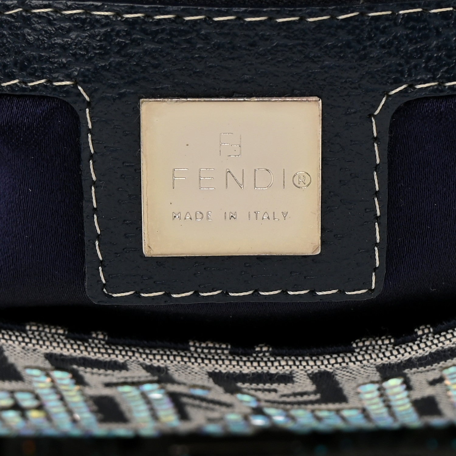 Fendi Zucchino Crystal Mama Baguette Navy 6 of 15