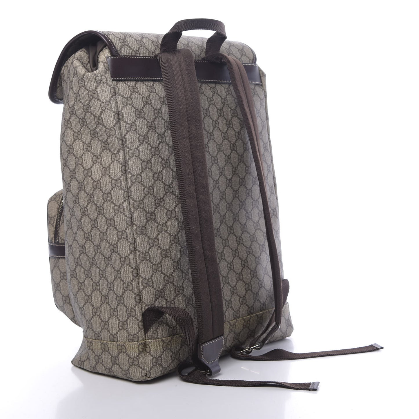 GG Supreme Monogram Medium Single Buckle Rucksack Backpack Beige Ebony Brown
