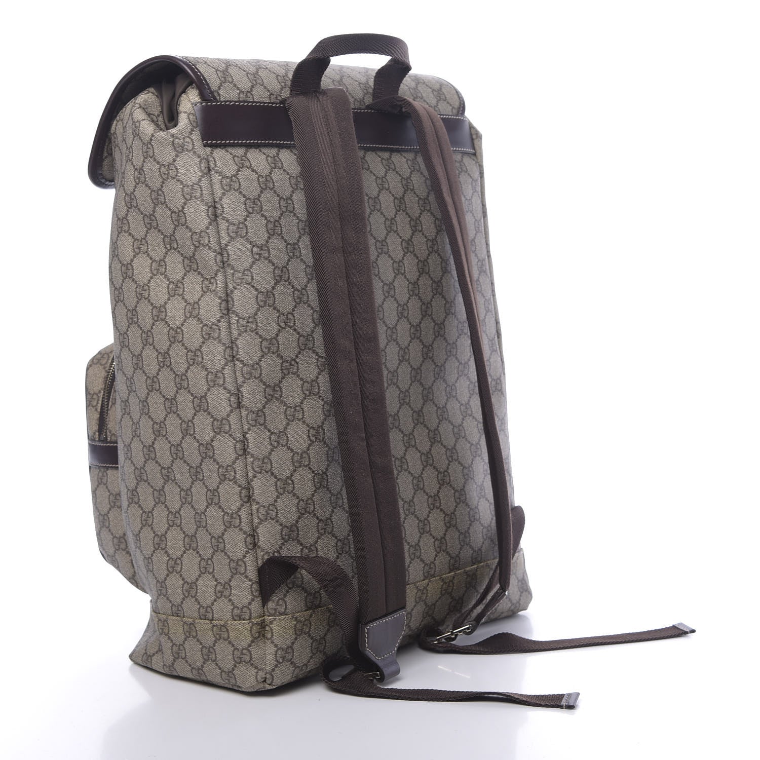 Gucci GG Supreme Monogram Medium Single Buckle Rucksack Backpack Beige Ebony Brown 2 of 9