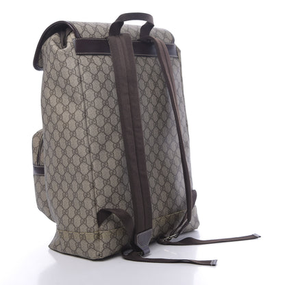 Gucci GG Supreme Monogram Medium Single Buckle Rucksack Backpack Beige Ebony Brown 2 of 9