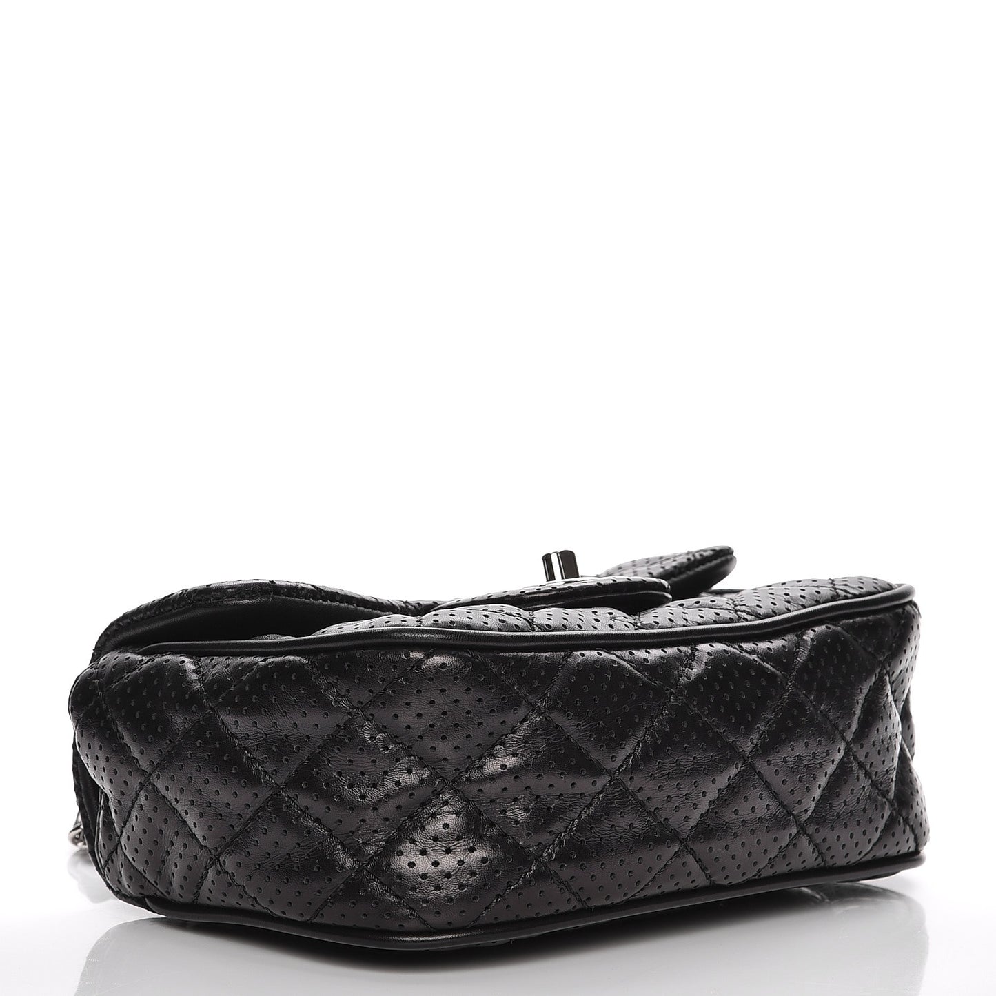 Lambskin Perforated Mini Rectangular Flap Black