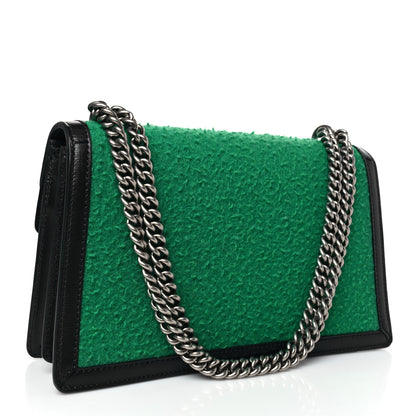 Gucci Casy Wool Azalea Calfskin Small Dionysus Shoulder Bag Deep Emerald Black 3 of 9