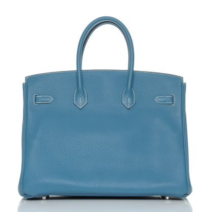 Hermes Taurillon Clemence Birkin 35 Blue Jean 4 of 27
