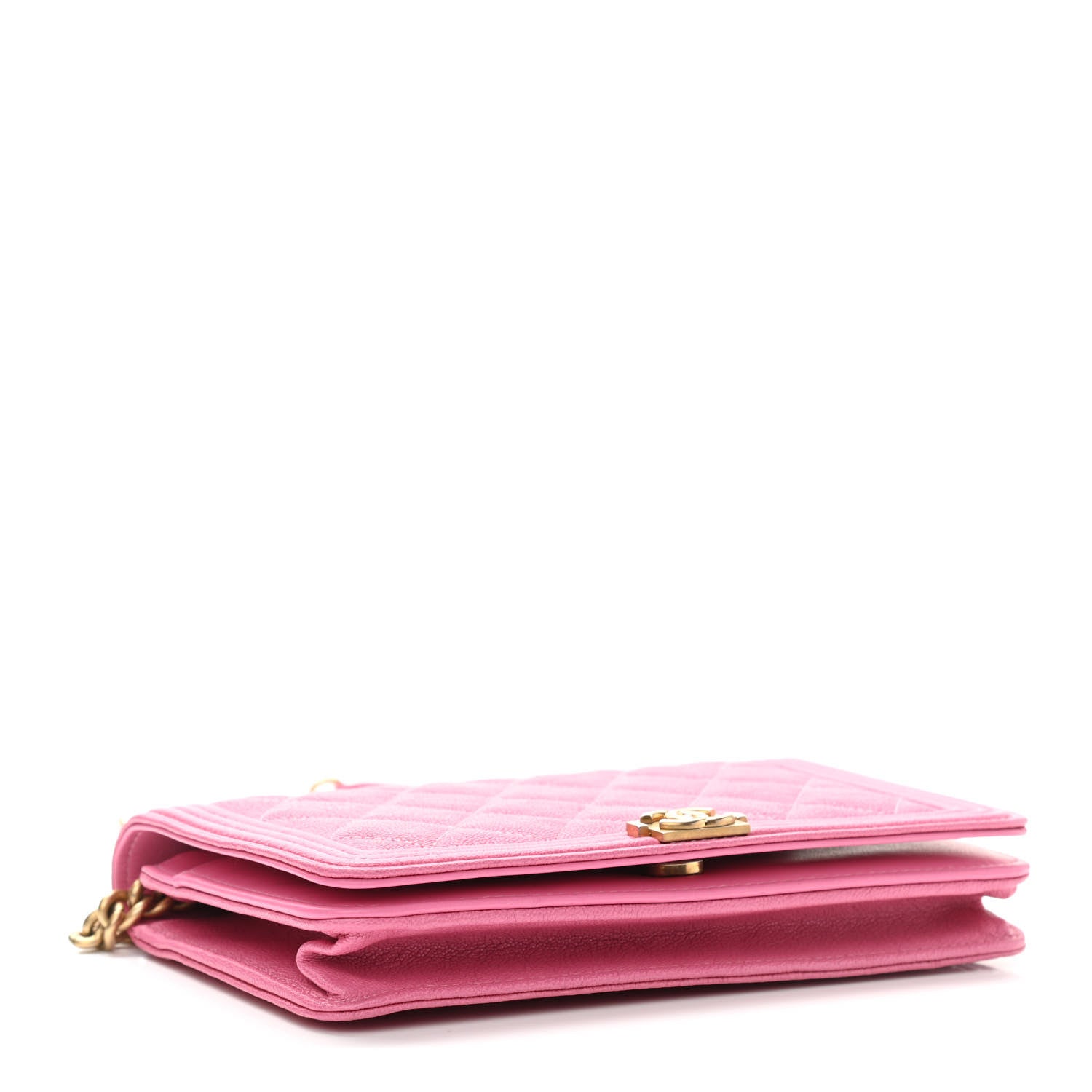 Chanel Caviar Quilted Boy Wallet On Chain WOC Pink 4 of 12