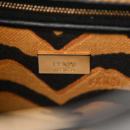 Fendi Vitello King Canvas Chinese New Year Tiger Embroidered Mini Peekaboo Iconic Satchel Black Dark Yellow 7 of 10