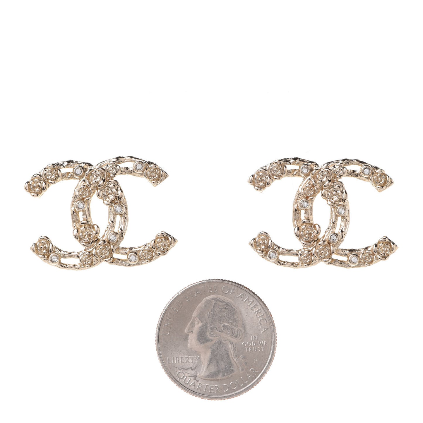 Crystal CC Camellia Earrings Gold