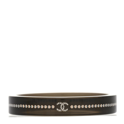 Chanel Resin Crystal CC Bangle Bracelet Black 1 of 5