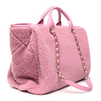 Chanel Shearling Lambskin Medium Deauville Tote Pink 3 of 14