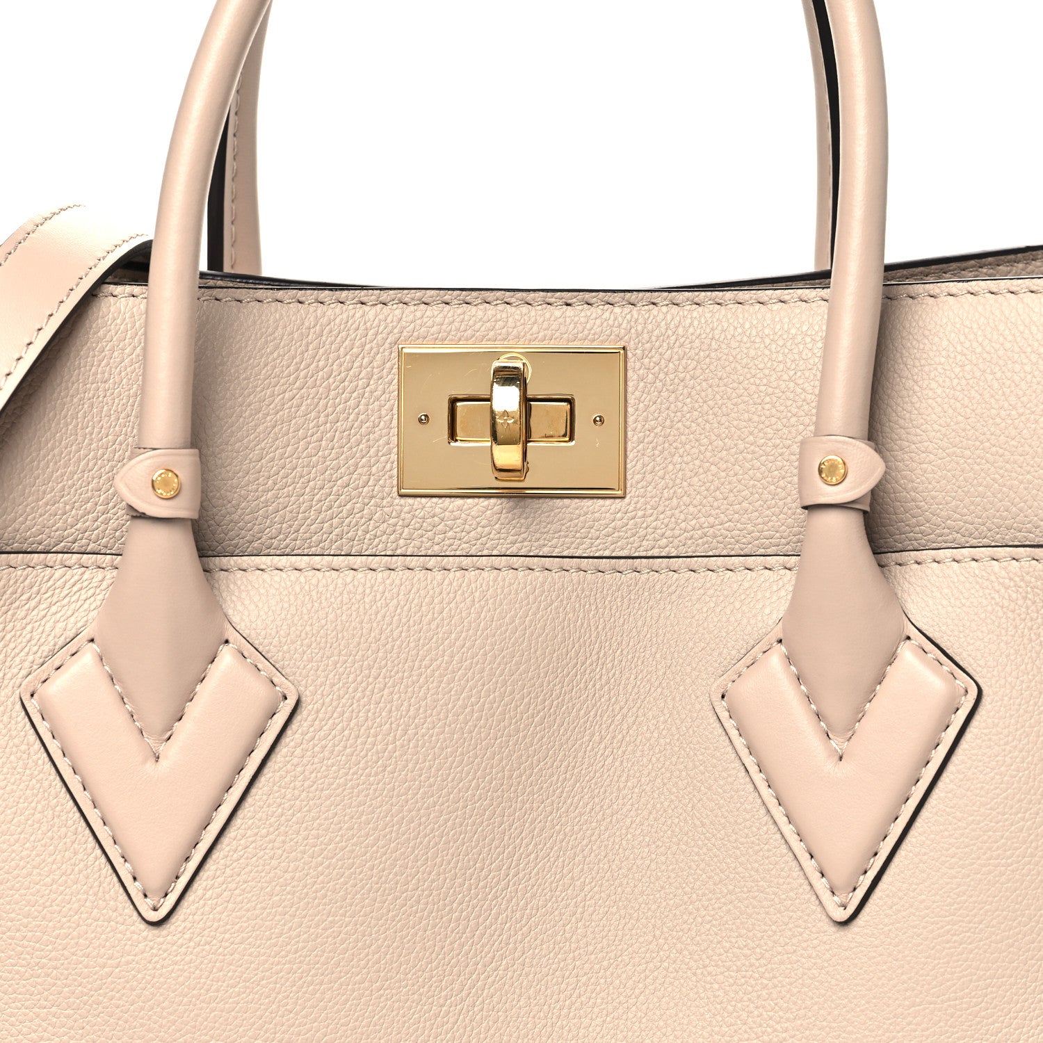 Louis Vuitton Calfskin Monogram On My Side MM Greige 7 of 9
