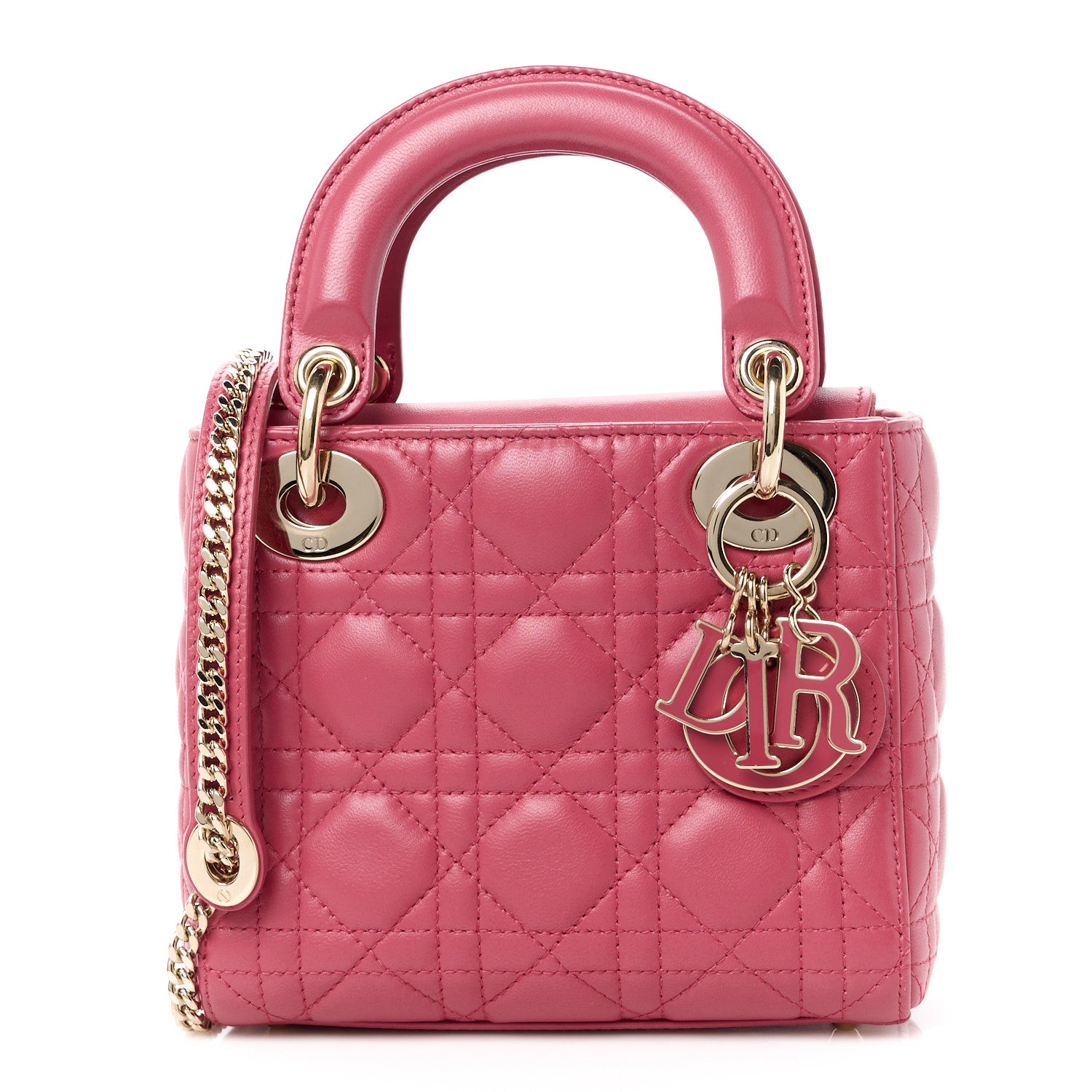 Christian Dior Lambskin Cannage Mini Lady Dior Pink 1536338 – FASHIONPHILE