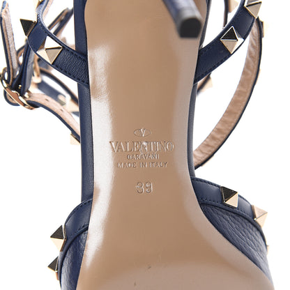 Valentino Garavani Pebbled Calfskin Rockstud Ankle Strap 65mm Pumps 39 Pure Blue 7 of 7