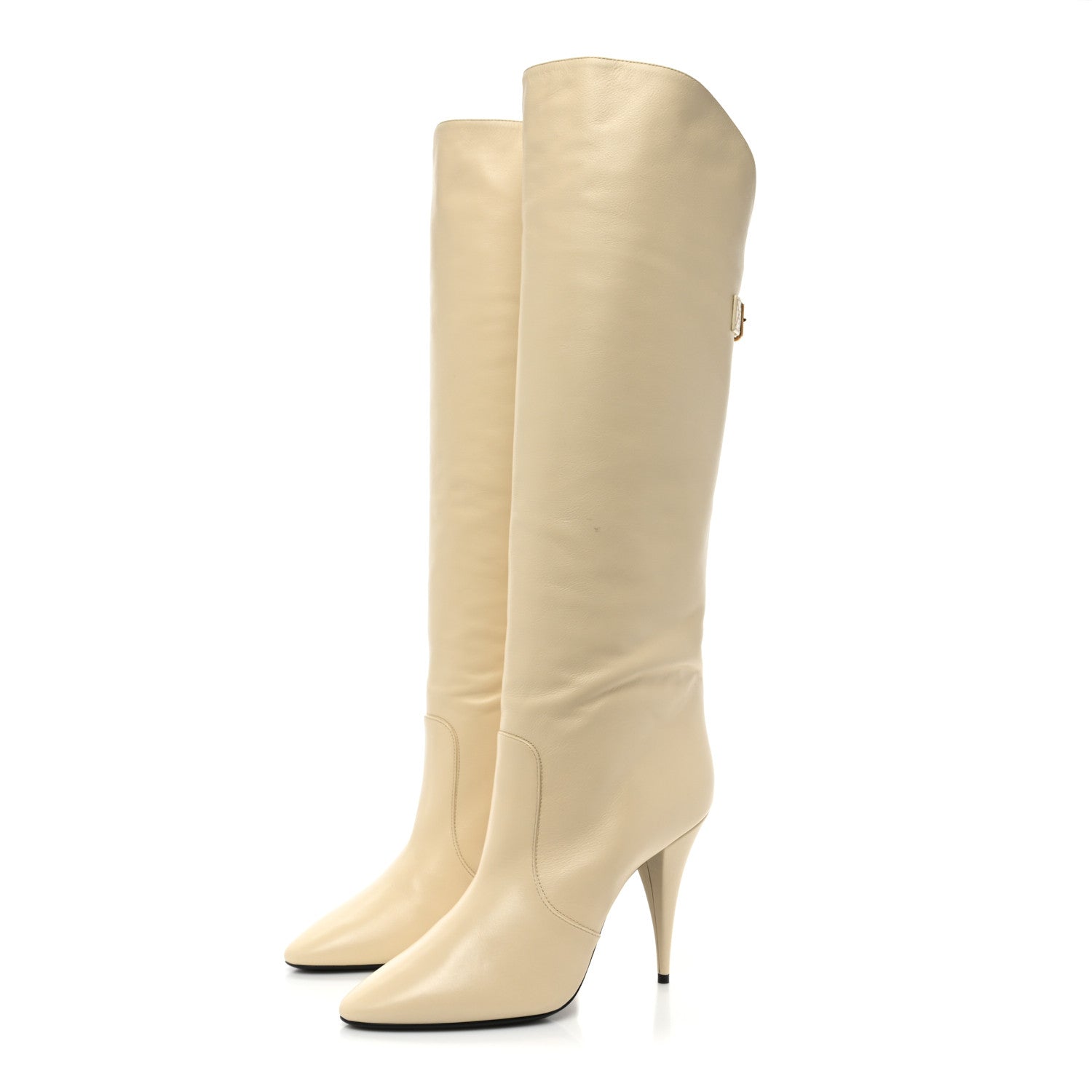 Saint Laurent Lambskin Koller 110 Tall Boots 42 Real Beige 3 of 9