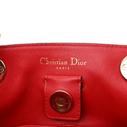 Christian Dior Calfskin Snakeskin Medium Diorissimo Tote Red 6 of 13