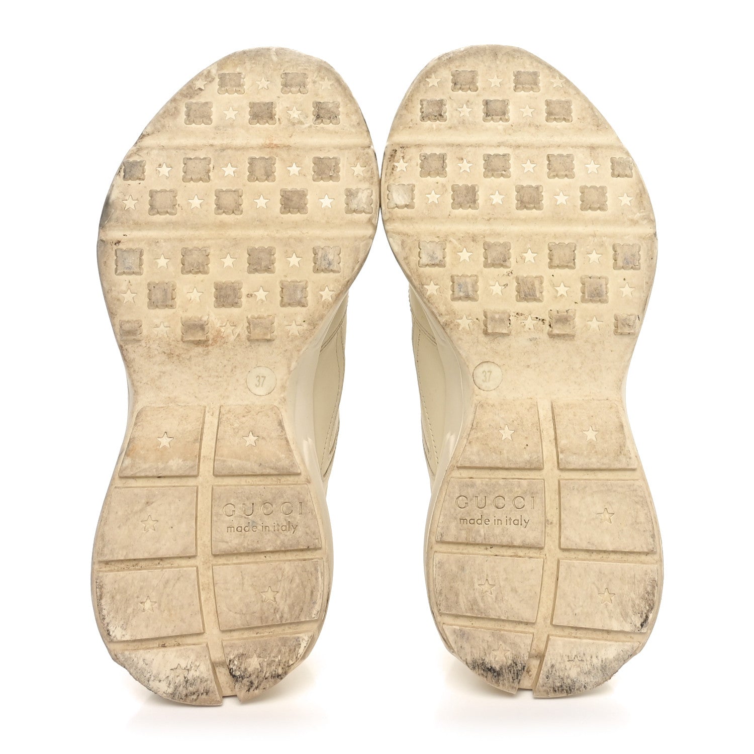 Gucci Calfskin Logo Womens Rhyton Sneakers 37 Ivory 7 of 10