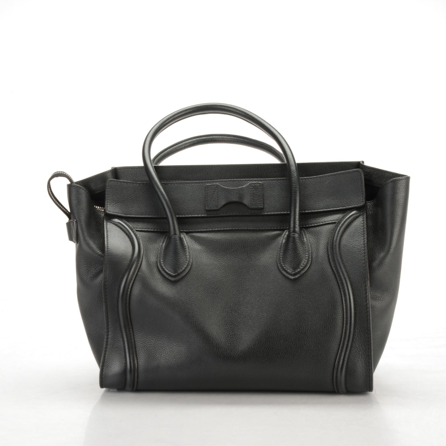 Drummed Calfskin Shoulder Luggage Black