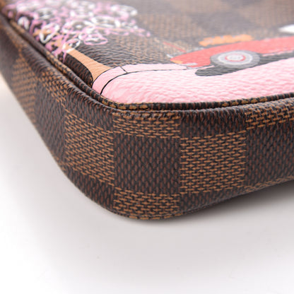 Louis Vuitton Damier Ebene 2019 Christmas Animation Mini Pochette Accessories Red 8 of 10