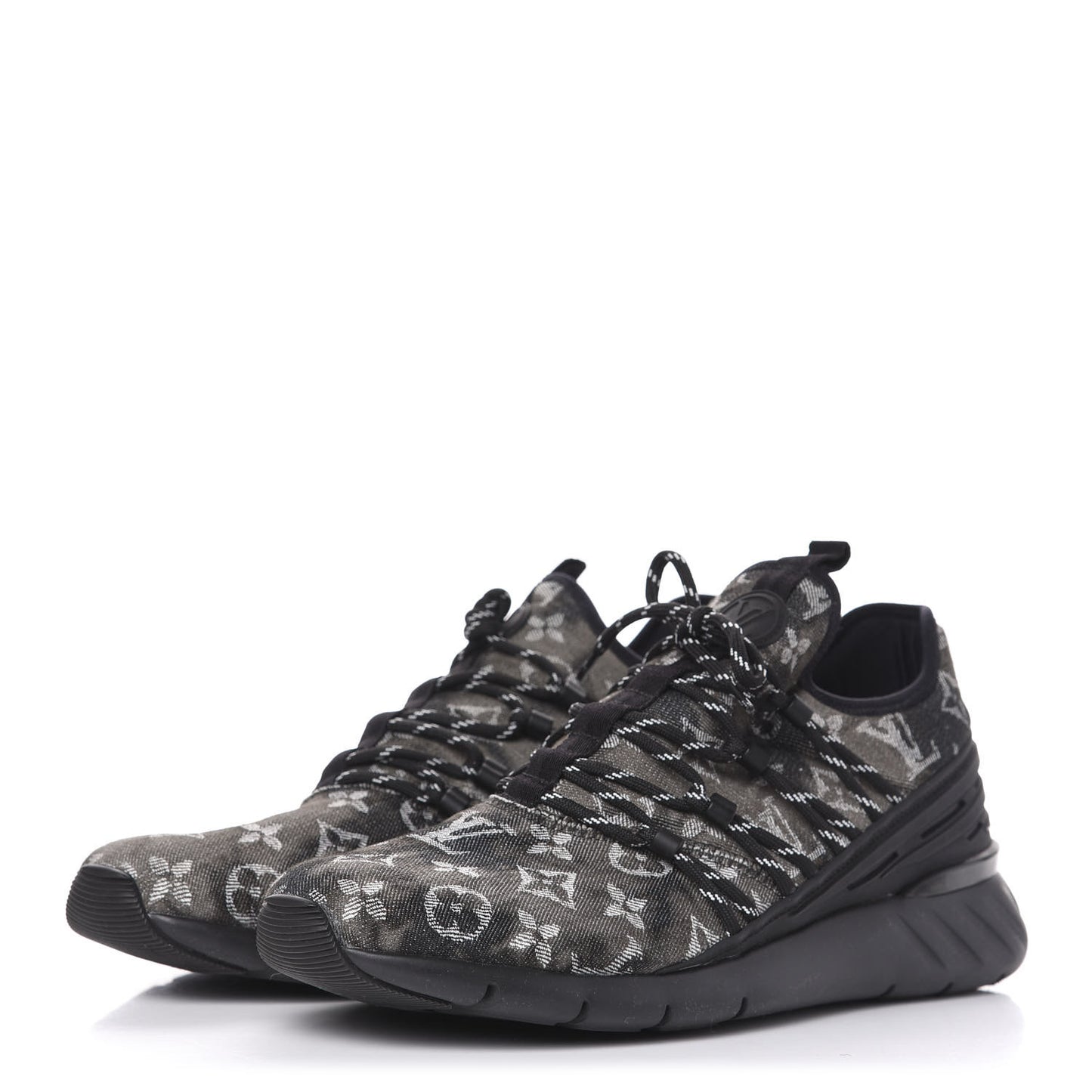 Denim Rubber Monogram Tie Dye Mens Fastlane Low Sneakers 9 Black
