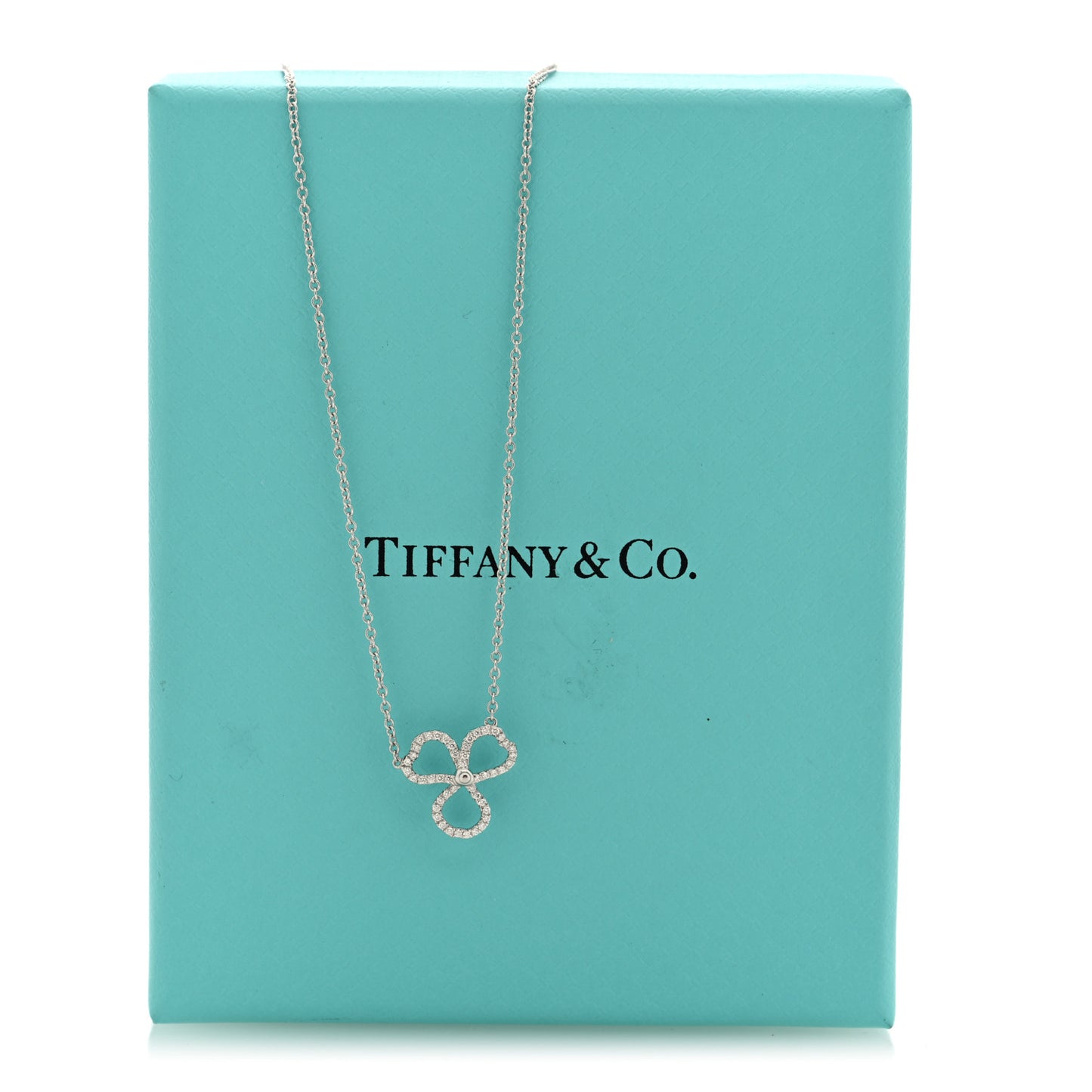 Platinum Diamond Paper Flowers Pendant Necklace