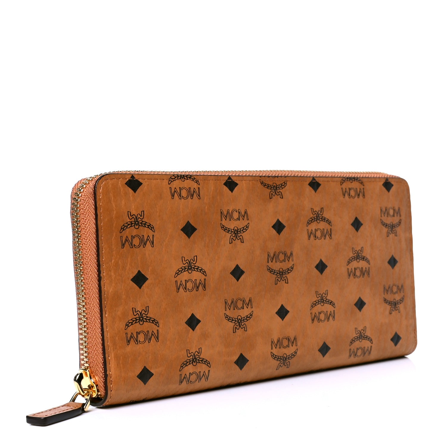 MCM Visetos Large Zip Around Wallet Cognac 2 of 5