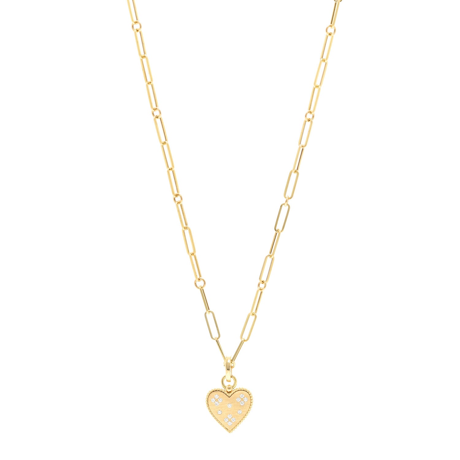 Roberto Coin 18K Yellow Gold Diamond Venetian Princess Heart Medallion Charm Necklace 1 of 5