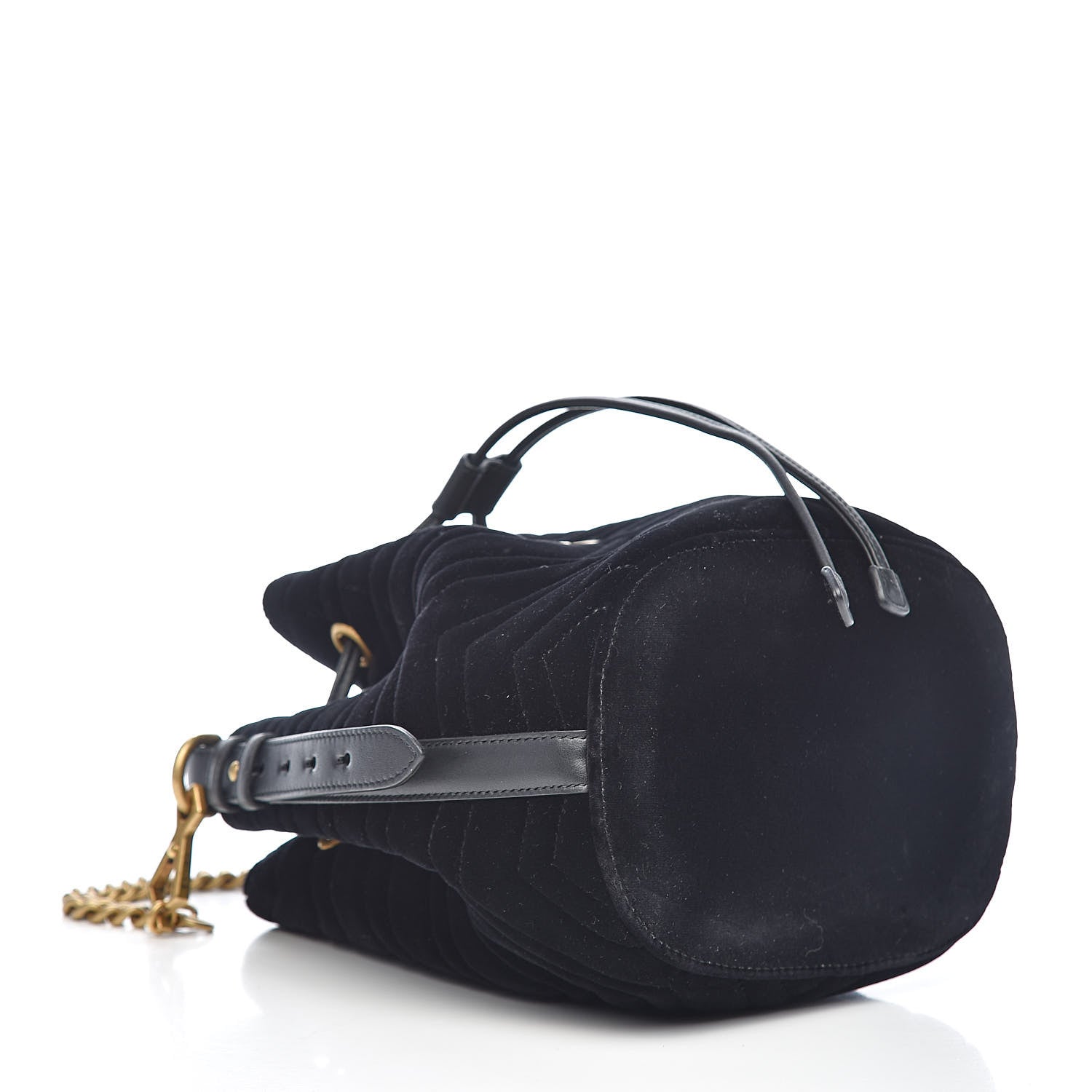 Gucci Velvet Matelasse GG Marmont Bucket Bag Black 4 of 10