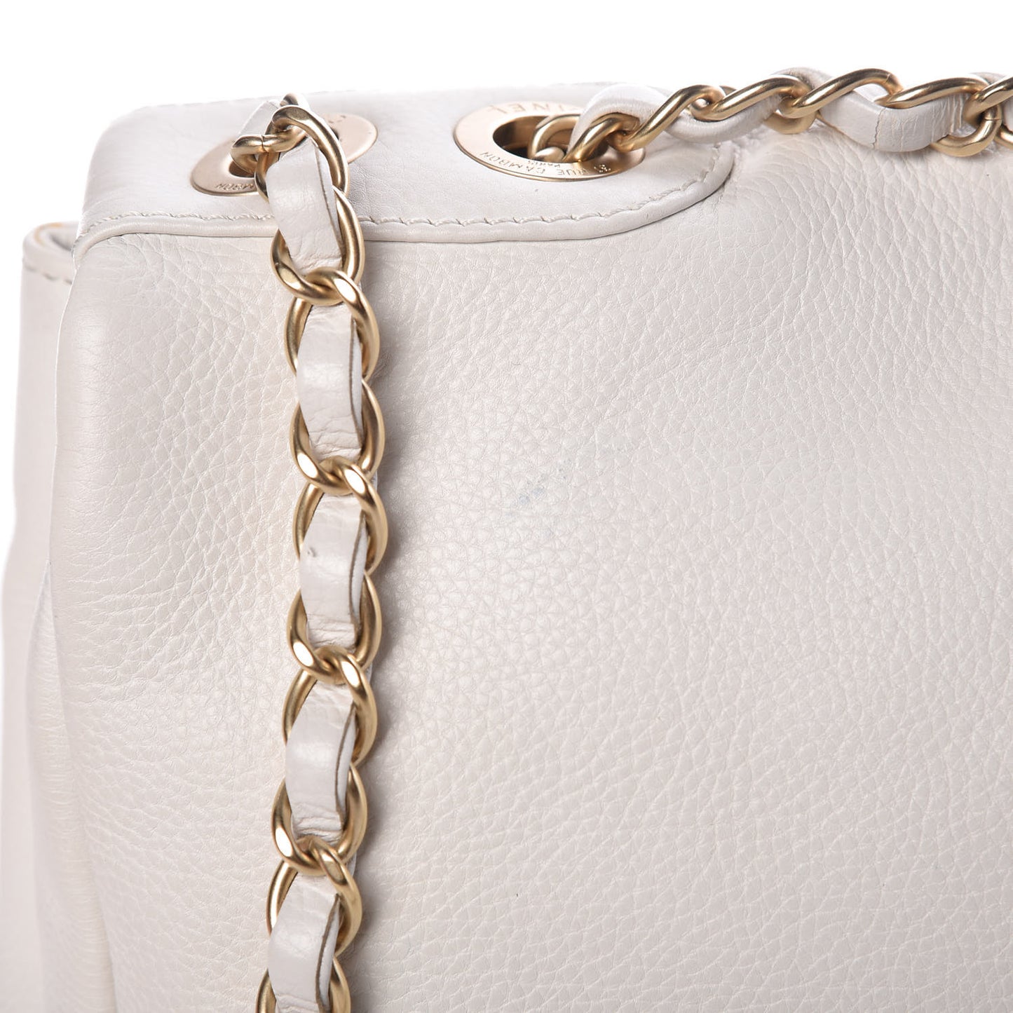 Calfskin Metal Mosaic Flap White