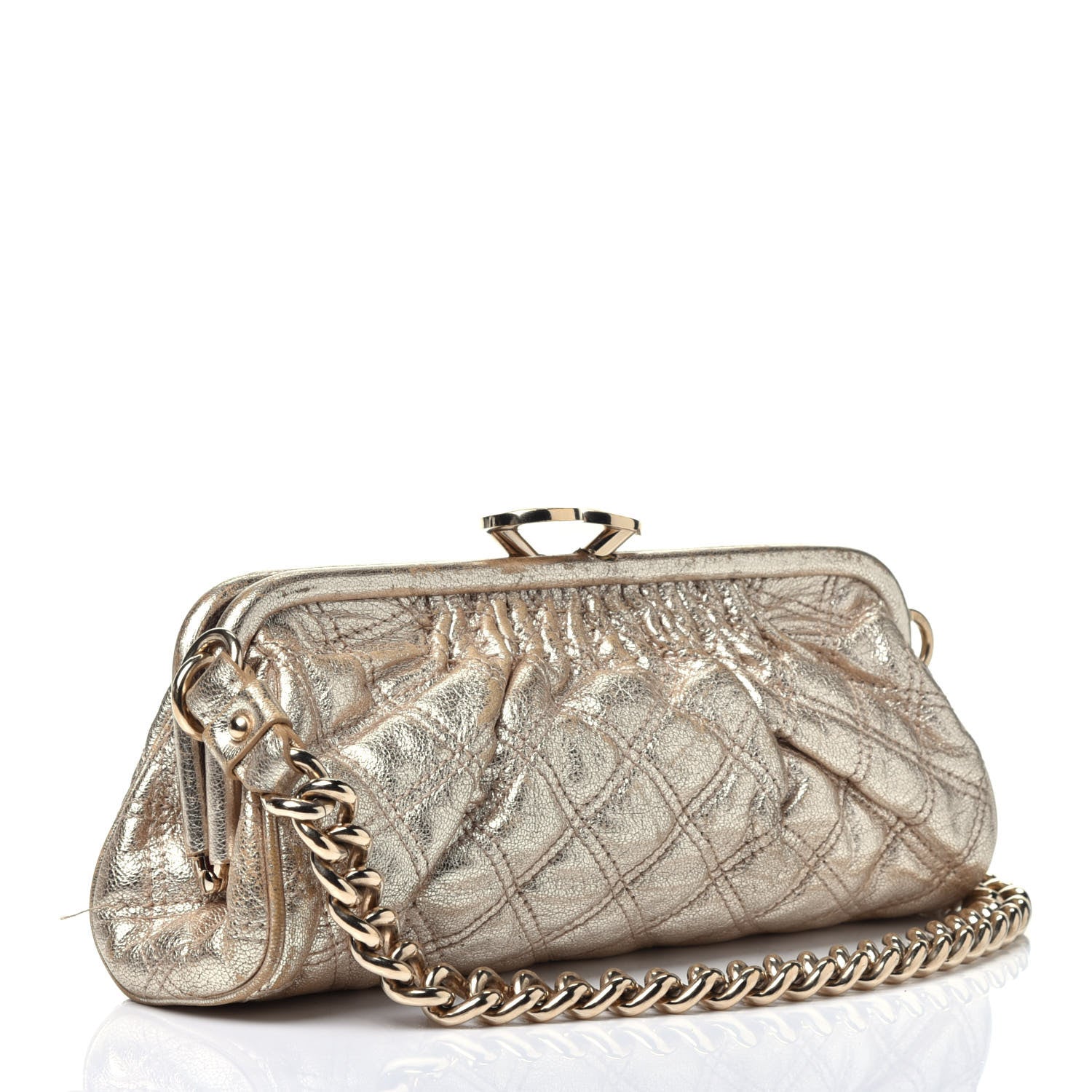 Marc Jacobs Metallic Calfskin Quilted Stam Clutch Gold 3 of 11