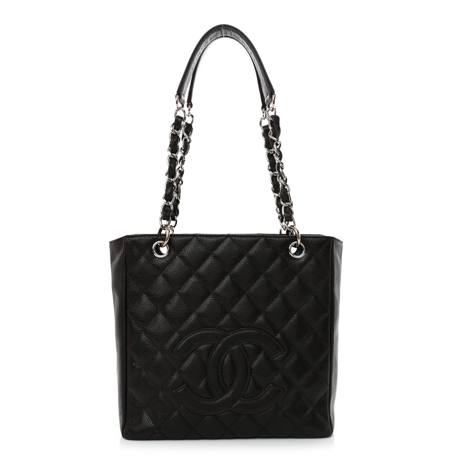Chanel Caviar Quilted Petit Shopping Tote PST Dark Brown 1 of 16