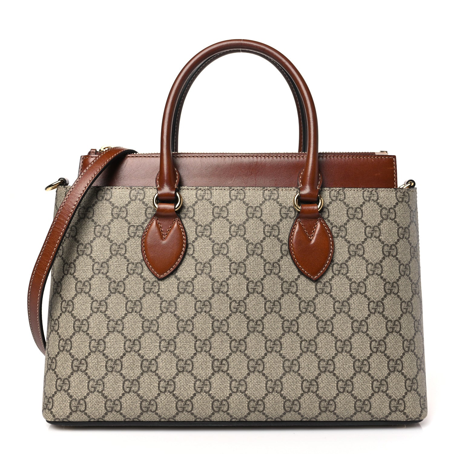Gucci GG Supreme Monogram Small Zip Top Tote Beige Tuscany 1 of 9