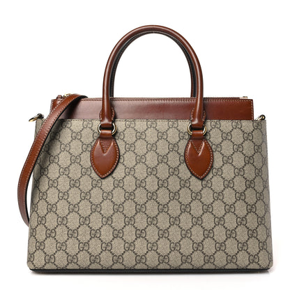 Gucci GG Supreme Monogram Small Zip Top Tote Beige Tuscany 1 of 9