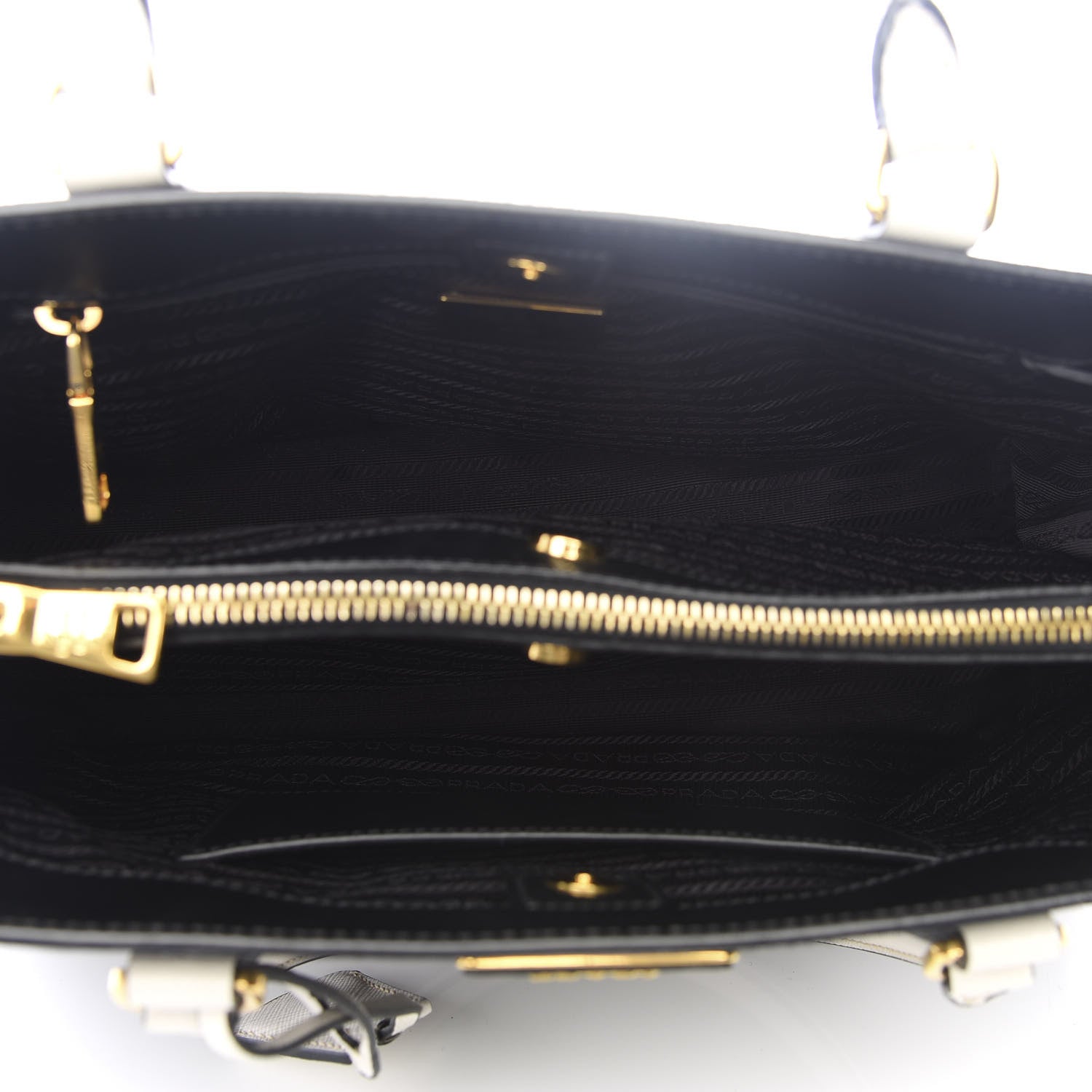 Prada Saffiano Lux Medium Bi-Color Tote Black Talco 4 of 8